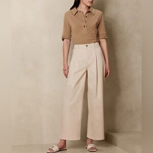 Banana Republic Ecru Wide-Leg Jeans